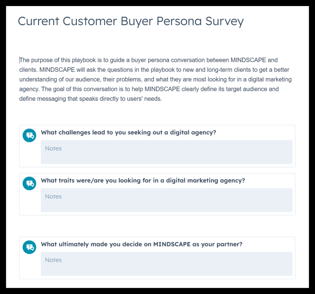 Customer Buyer Persona Survey with HubSpot Playbooks
