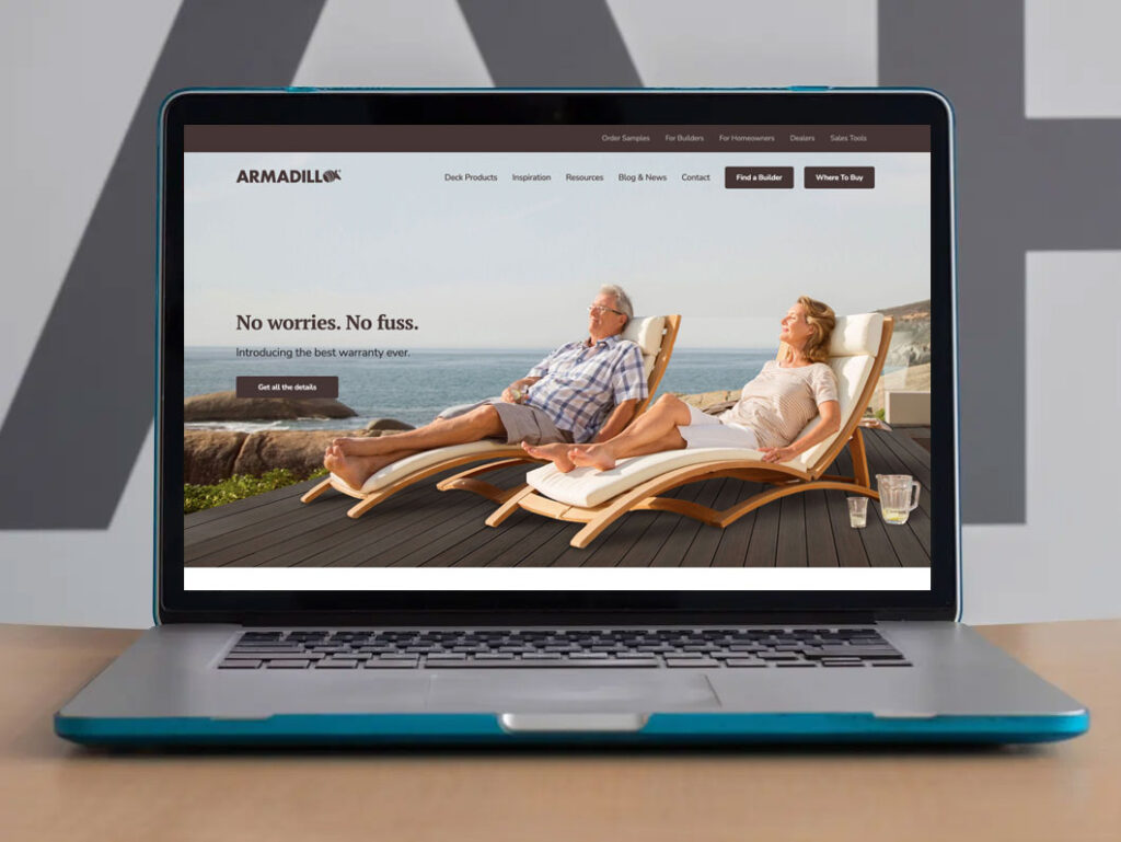Armadillo Decking website redesign with clean, modern visuals
