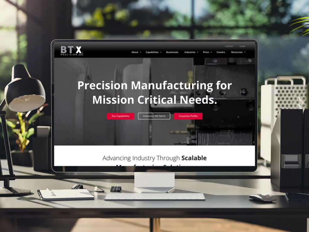BTX Precision website redesign with clean and modern layout