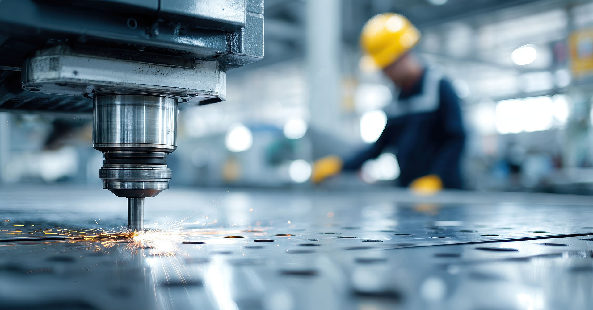 Modern manufacturing facility with precision equipment in operation